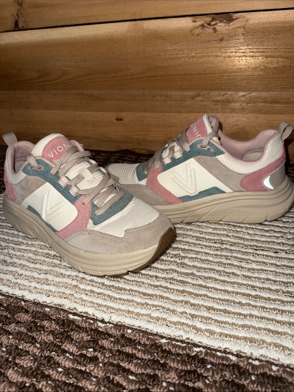 Vionic Women's Sneakers in Pink, Teal & Beige